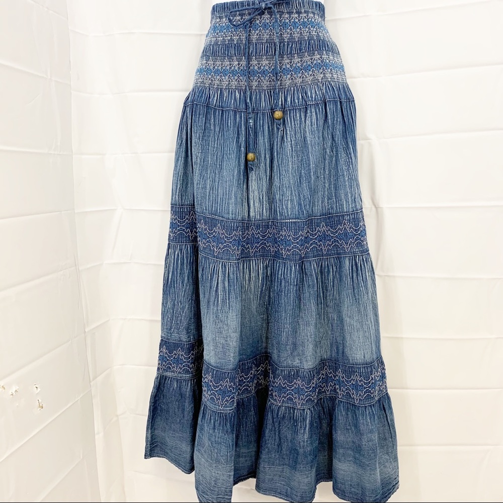 Lapis High Rise Convertible Cotton Boho Skirt